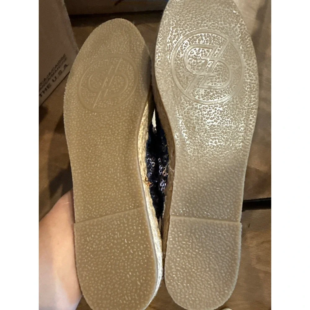 Divarese Sequin Espadrilles Navy Blue Purple Iridescent Slip On Flats Size 40